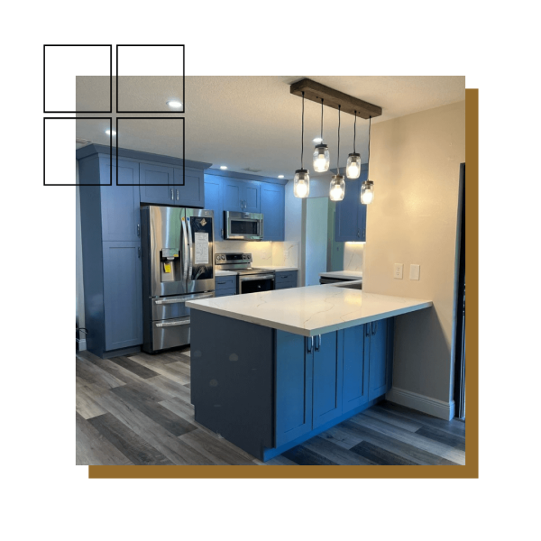 kitchen with laminate flooring