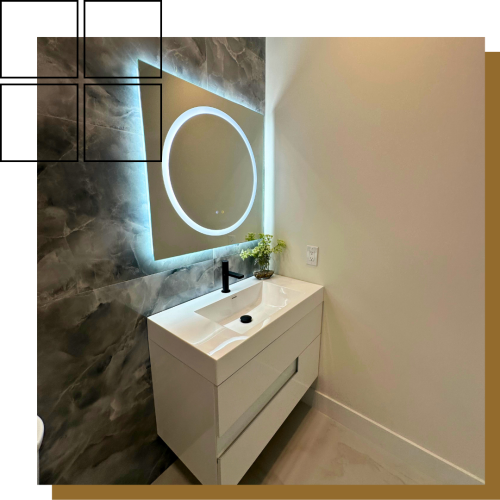 bathroom sink and mirror